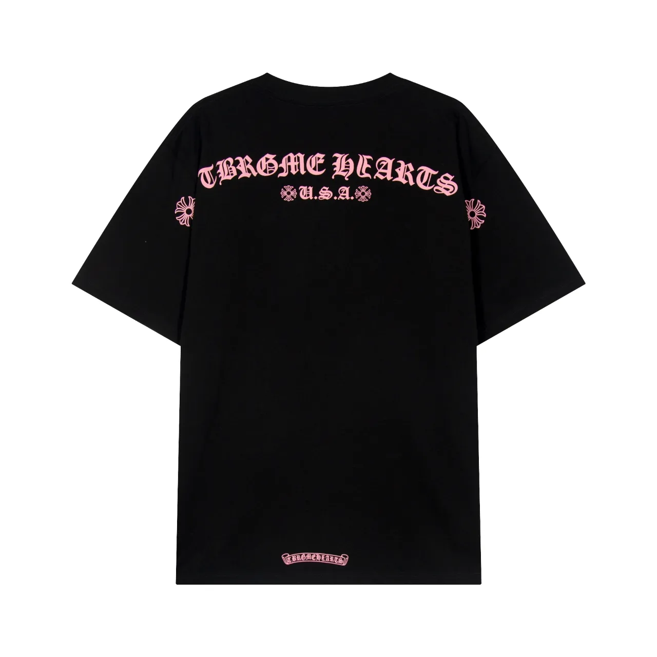 P150 Chrome Hearts Chrome Hearts Sanskrit Letter Sakura Pink Short Sleeve Size: SMLXL Color: Black